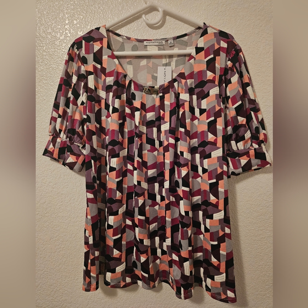 Euc Notations Purple and Pink Blouse Elegant Design